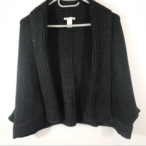 Harold’s Cropped Open Shrug Sweater, Black, S